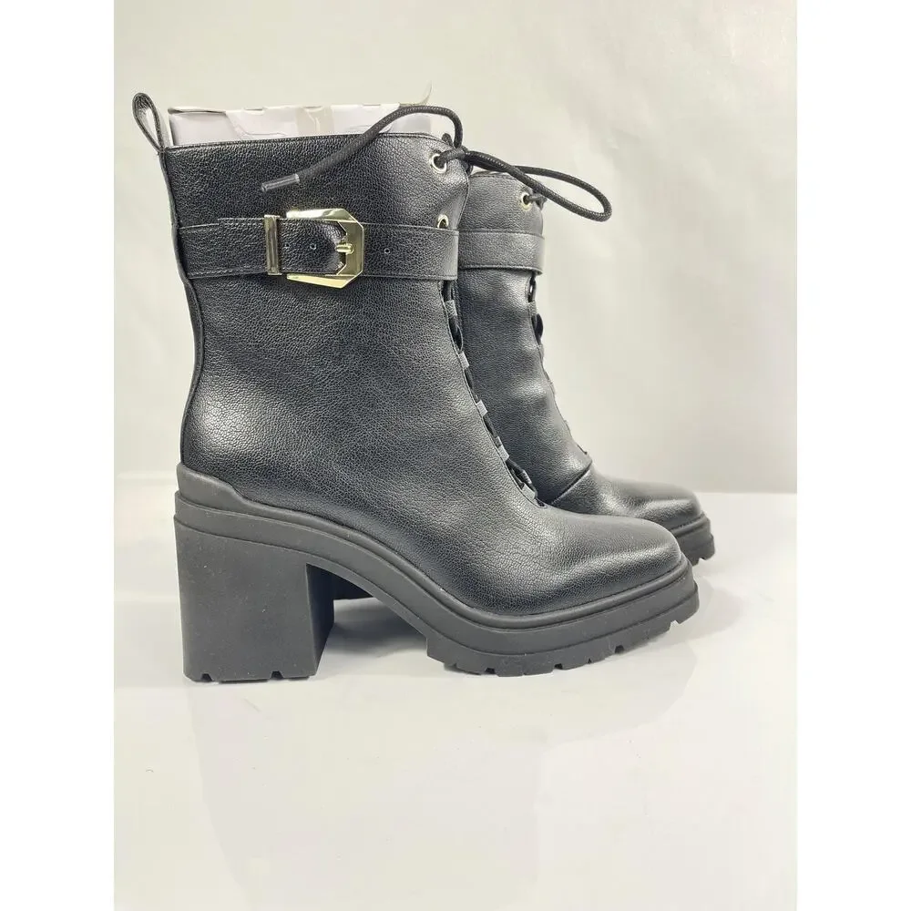 INC International Concepts Boots Womens Size 6.5 Black ANISTYNP Ankle Block Heel